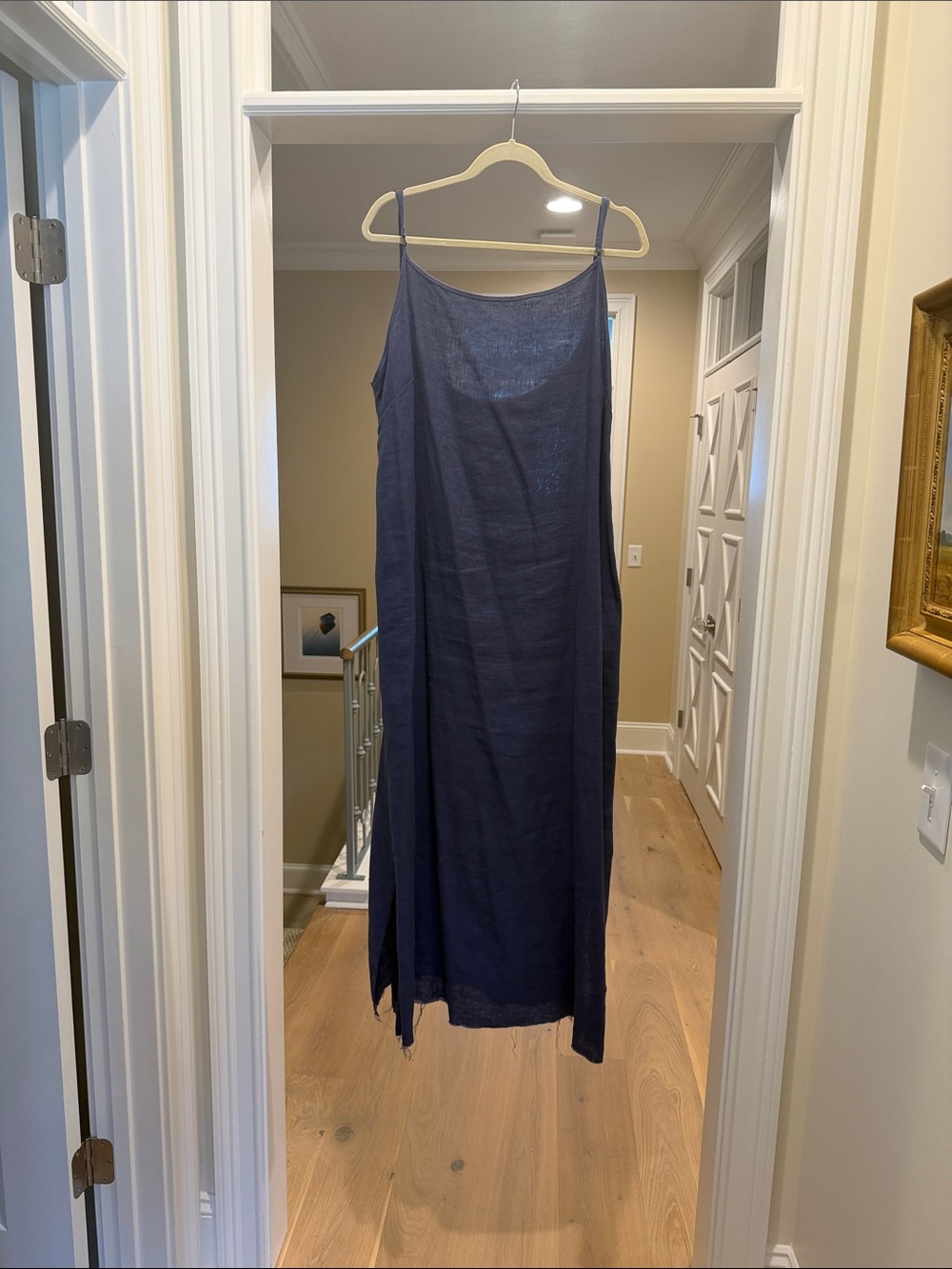 Amano by Lorena Laing Navy linen Slip Dress with Spaghetti Straps
